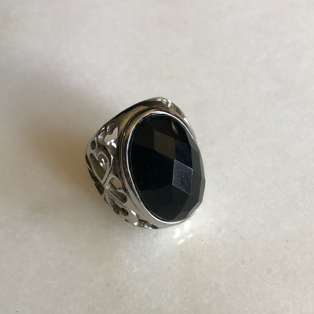 Black Rose Cut Oynx Ring